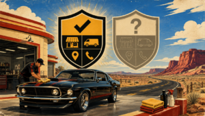 Retro Americana illustration explaining what ADG Verified means for Auto Detailing Guide listings